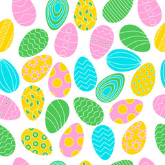 Color eggs pattern on white background for Easter banner