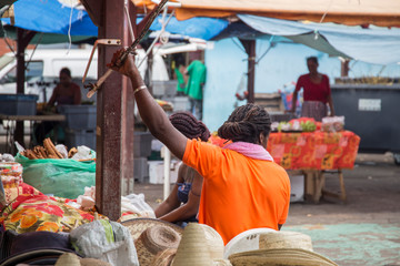 Street market at Martinique island French Antilles