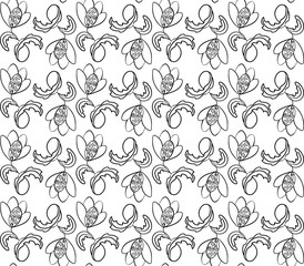 Seamless vector pattern. Fantasy, fabulous flower with curls. Often repeated in different directions.