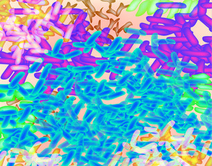 Good bacteria flora colon background. Probiotic, prebiotic, synbiotic, lactobacillus, bifidobacterium. Infographics. Vector illustration.