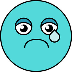 Sad, teary emoji vector illustration