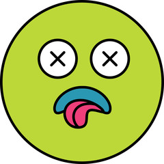 Dead, sick emoji vector illustration