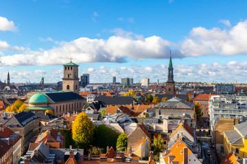 Fototapeta na wymiar Beautiful view of the Copenhagen from top on round tower