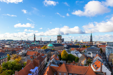 Fototapeta na wymiar Beautiful view of the Copenhagen from top on round tower