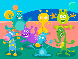 Cartoon Fantasy Monster or Alien Characters group