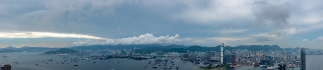 Obraz na płótnie Canvas Hong Kong Victoria Harbour View, top view from peak