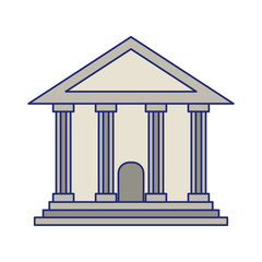 Bank building symbol isolated blue lines