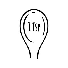 Measuring spoon - outline vector icon. Hand drawn teaspoon. Tablespoon isolated on white