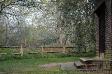 old wooden fence in the park