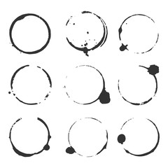 Grunge decorative ring stain vector set