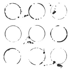 Grunge decorative ring stain vector set