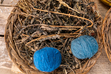 Naturally colored alpaca wool. Chinchero, Peru.