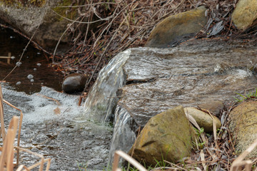 Closeup small waterfall