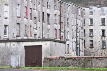 Derelict council house in poor housing crisis ghetto estate slum in Port Glasgow