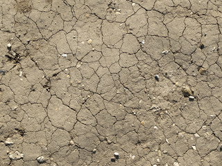 sol en terre craquelé par la secheresse