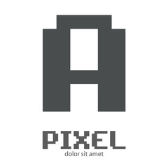 Obraz premium Logotipo letra A mayúscula en pixels en color gris