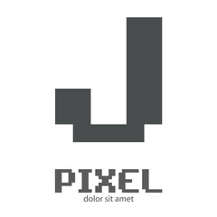 Logotipo letra J mayúscula en pixels en color gris