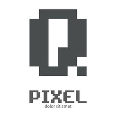 Fototapeta premium Logotipo letra Q mayúscula en pixels en color gris