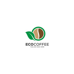 Green Nature Eco Coffee Logo Design, template vector illustration - Vector