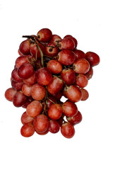 bunch of red grapes isolated on white background closeup