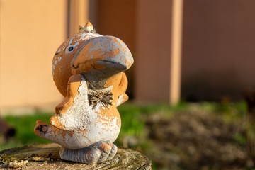 Clay decorations in the garden. Slovakia