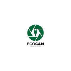 Green Nature Eco Photo Camera Logo Design, template vector illustration - Vector