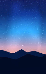 Aurora lights and star on sky in mountain.