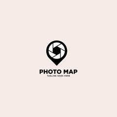 Photo Map Logo Design, template vector illustration - Vector