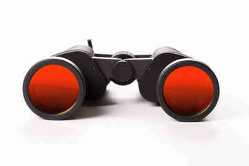Black binoculars isolated on white background