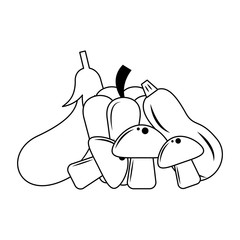Fresh vegetables food in black and white