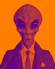 mr grey alien the businessman in a duotone view