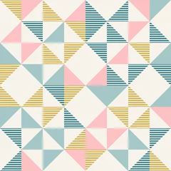 Behang Abstracte geometrie in retro kleuren, geopatroon met diamantvormen © Slanapotam