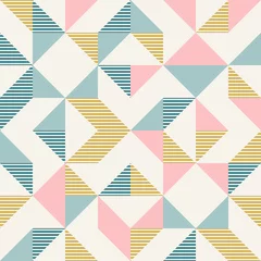 Behang Driehoeken Abstracte geometrie in retro kleuren, geopatroon met diamantvormen