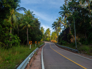 Fototapeta premium The beautiful roads of Koh Phangan go into the distance. Thailand