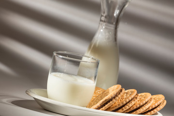 breakfast with milk and cookies