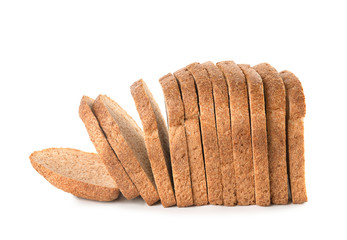 Fresh bread on white background. Baked goods