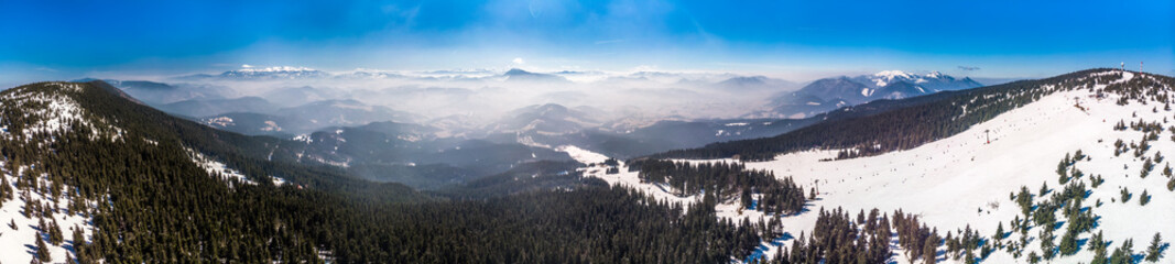 Mountains beaty panoramic on late winter from drone © marekzatko