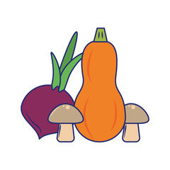 Fresh vegetables food blue lines