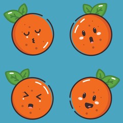 Set of cute orange with face