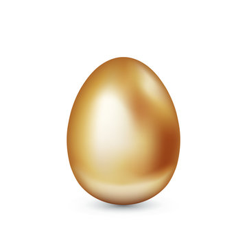 Golden egg isolated on white background. Easter golden egg. Wealth and business concept. Vector realistic illustration