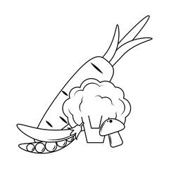 Fresh vegetables food in black and white