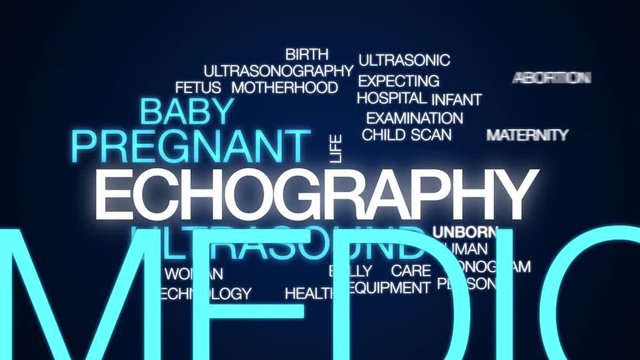 Echography animated word cloud. Kinetic typography.