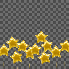 Realistic Detailed 3d Golden Star Balloons. Vector
