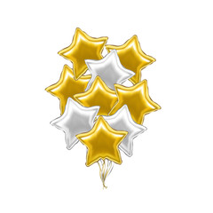 Realistic Detailed 3d Golden and White Star Balloon. Vector