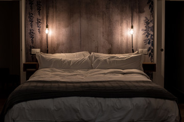 Modern bedroom interior design by night