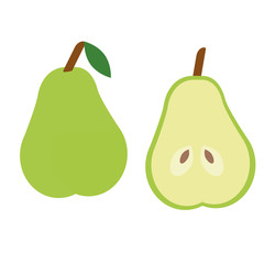 Green pear flat illustration