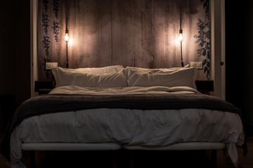 Modern bedroom interior design by night