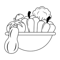 Fresh vegetables food in black and white