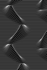 Abstract Black and White Geometric Pattern with Stripes. Linear Structural Texture of Artwork. Raster. 3D Illustration