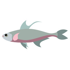 Grey fish flat illustration